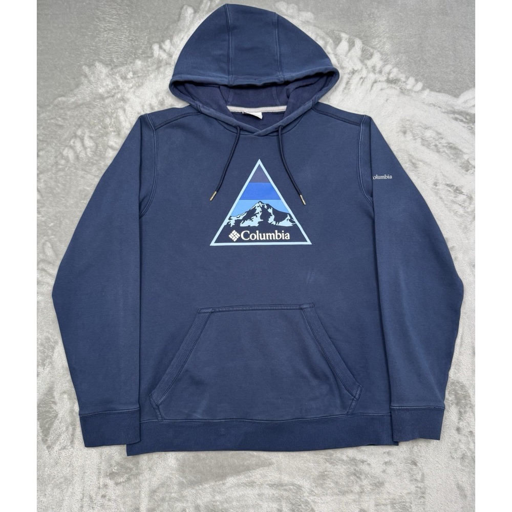 Columbia Pullover Hoodie Mens Medium Navy Blue Sweatshirt Hiking‎ Trail Outdoors